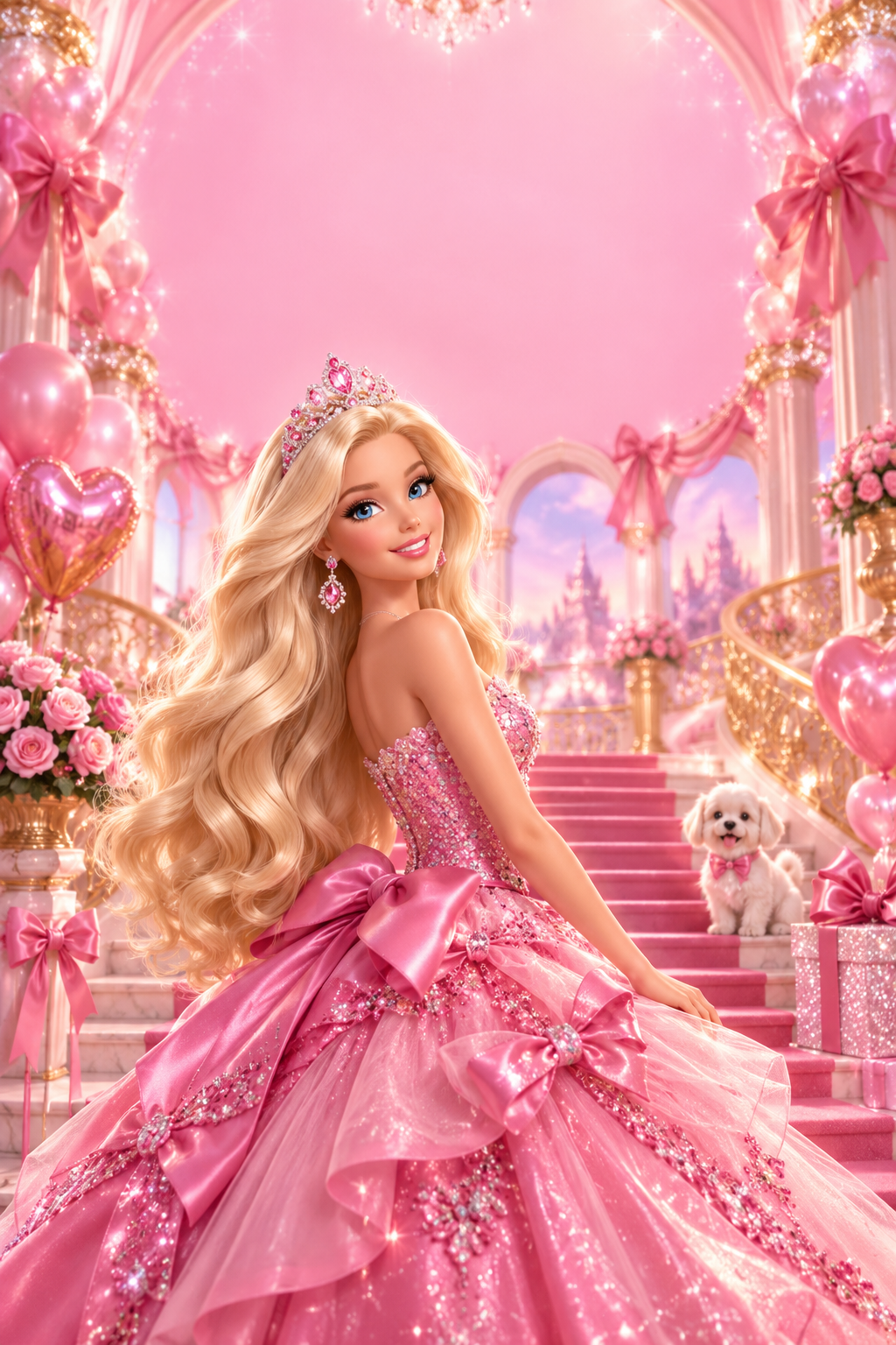 Exemplo de convite: BARBIE • UMA FESTA COR-DE-ROSA